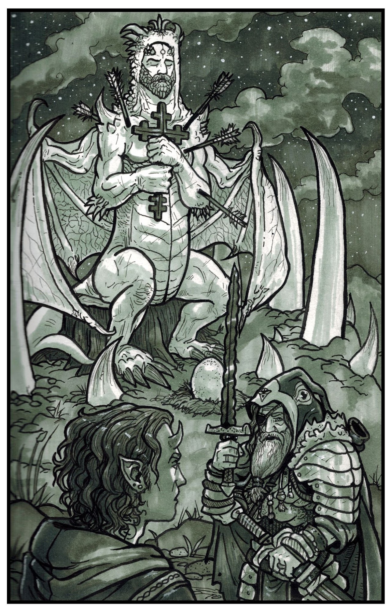 An ink and marker drawing from the Philia Sophia Sketchbook